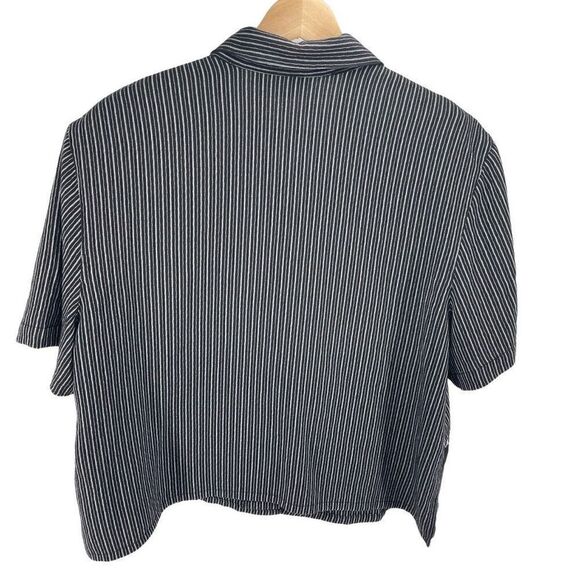 Koret Womens Button Down Shirt Top Short Sleeve Vintage Black White Petite XL - Picture 11 of 11